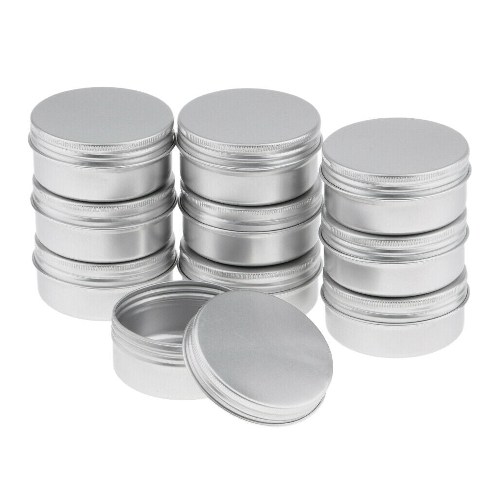 10Pcs 50ml Empty Round Aluminum Cosmetic Lip Balm Salves Containers Jars Tin