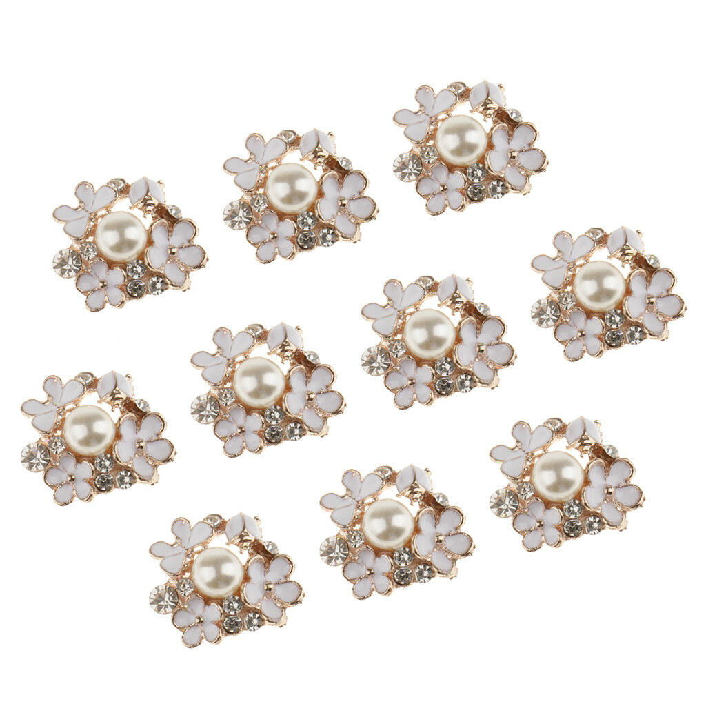 10x Alloy Crystal Flower Embellishment for Cell Phone Case Garment Deco Kit