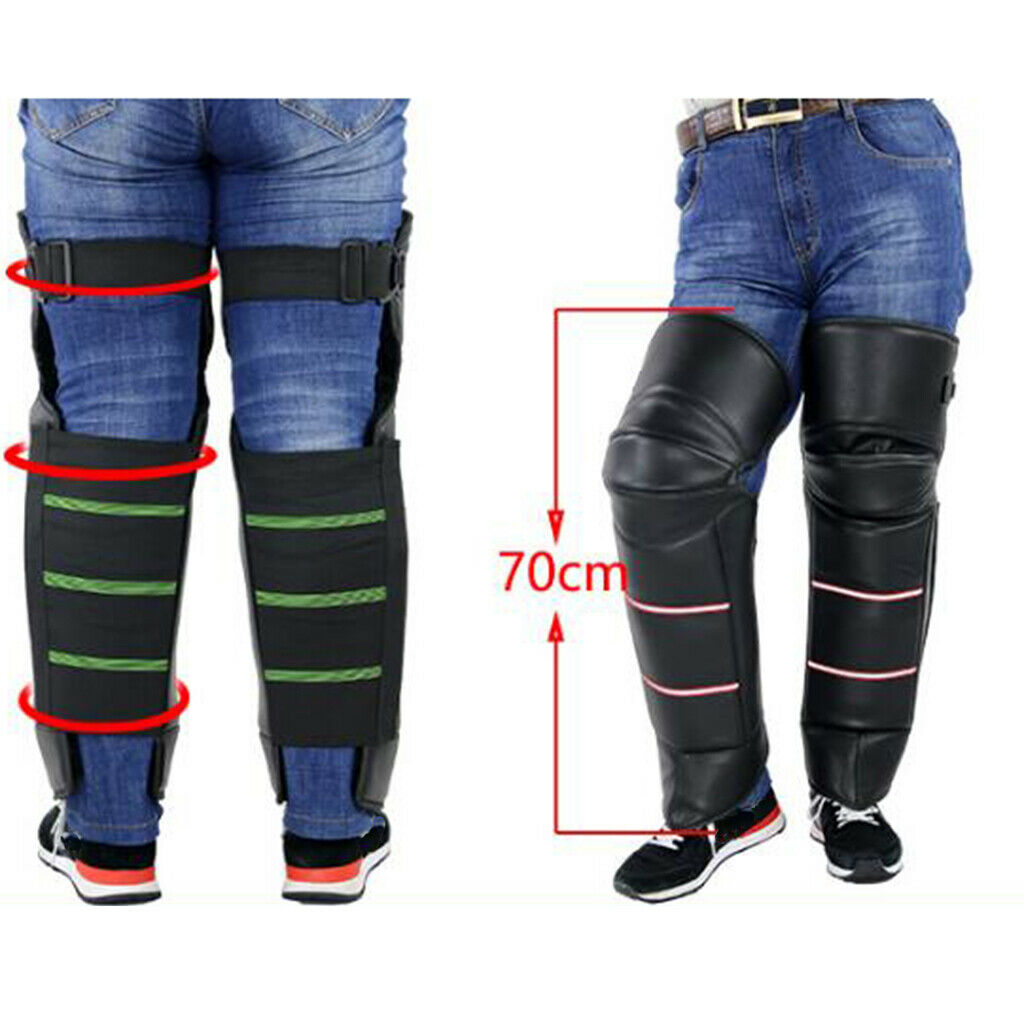 Motorcycle Motorbike Riding Long PU Knee Leg Sleeve Plush Kneepad Adjustable