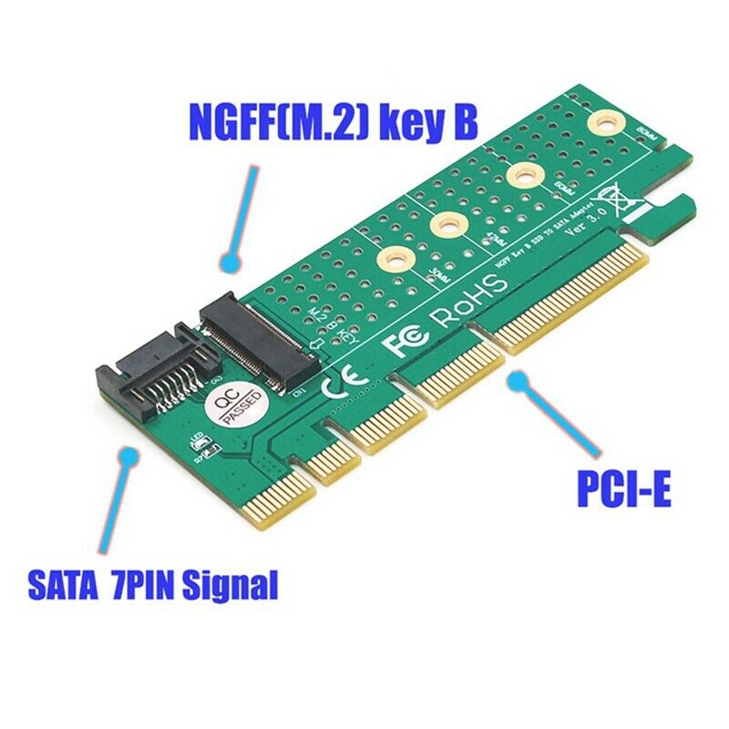 M.2 to SATA PCI-E KEY B SSD Adapter Converter Card SATA Cable Kit E3Q4