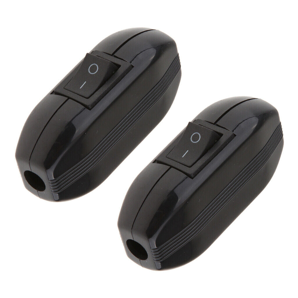 2 Pieces Bedroom Black Boat Rocker Switches Line Cord On/Off Switches
