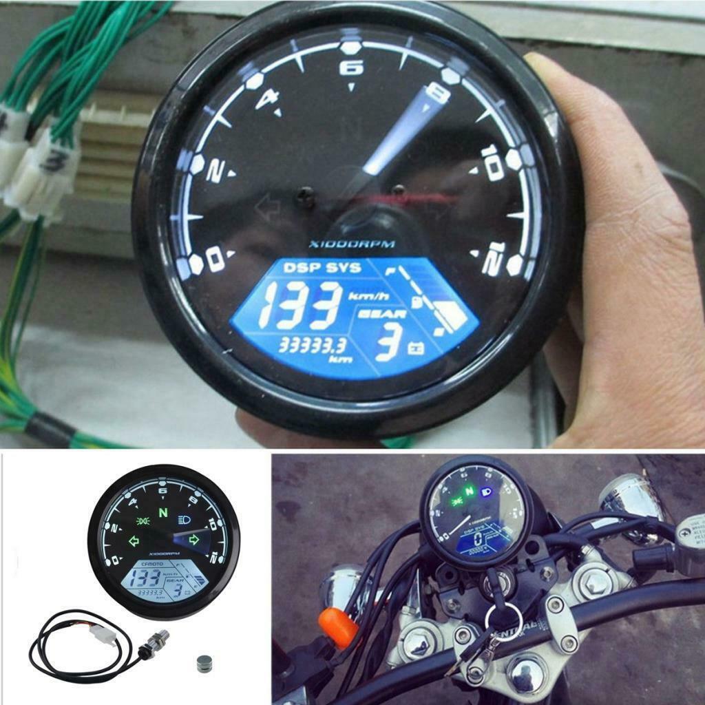 12000RPM Motorcycle Motorbike LCD Digital Speedometer Tachometer Gauges
