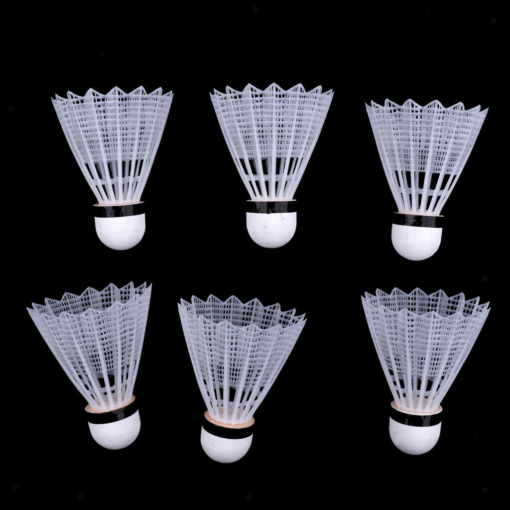 6 Pcs Nylon Badminton Shuttlecocks Balls Sports - Quick Bounce White