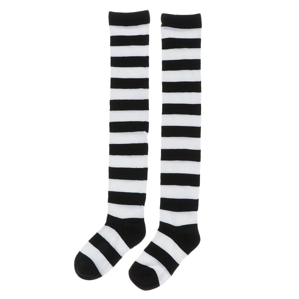 Women Striped Long Socks Causal Soft Knitted Stockings Tube Socks White