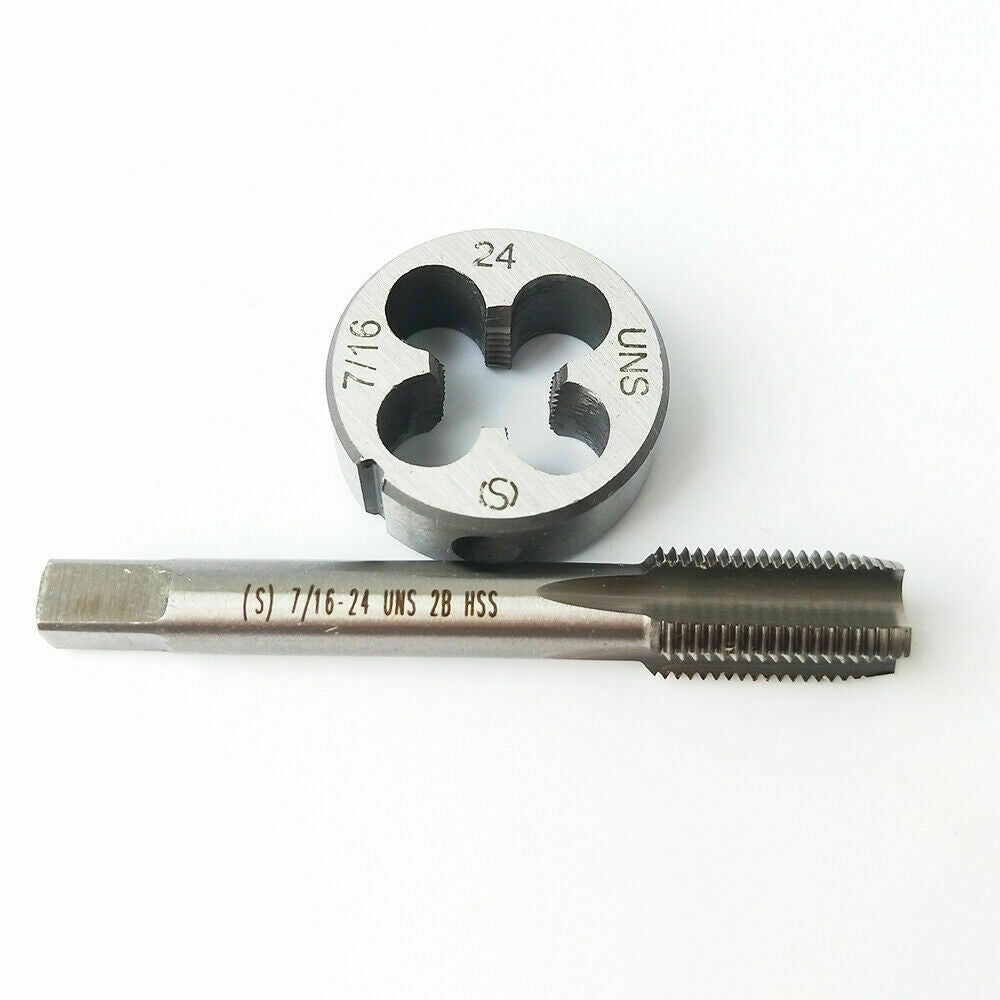 1pcs 7/16-24 tap + 1pcs 7/16-24 die UNS British US made right hand taper and die