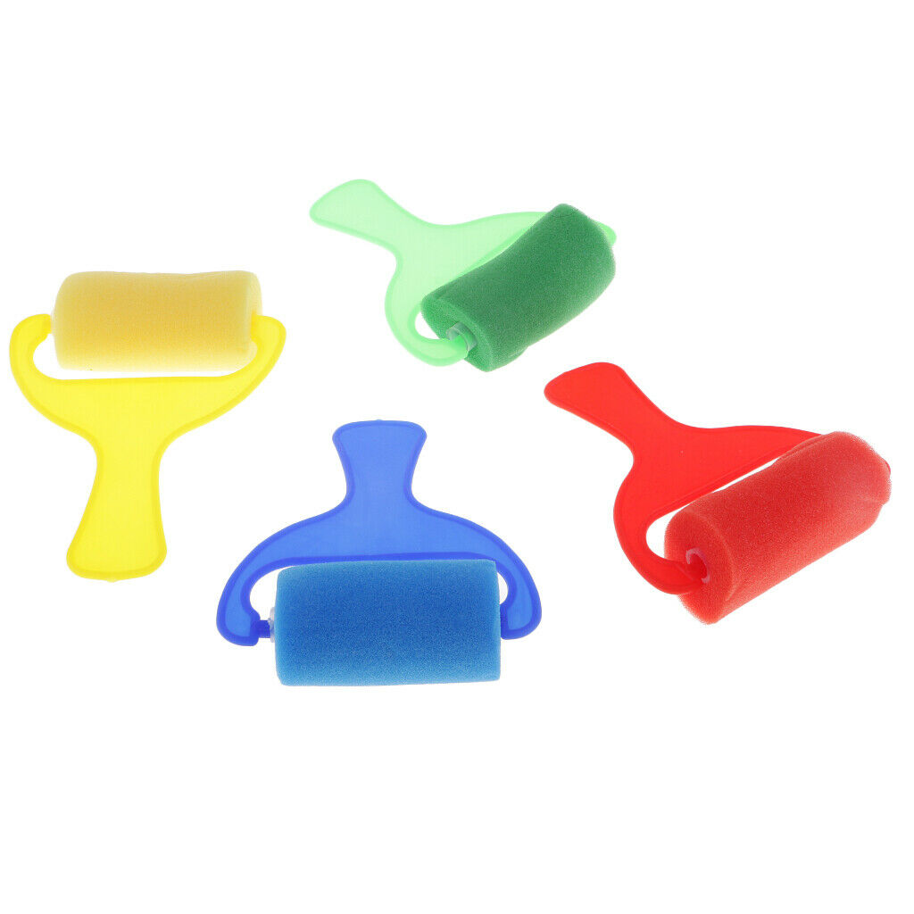 Set of 4pcs Sponge Brush Paint Roller Kid Art Craft Painting Drawing Tools