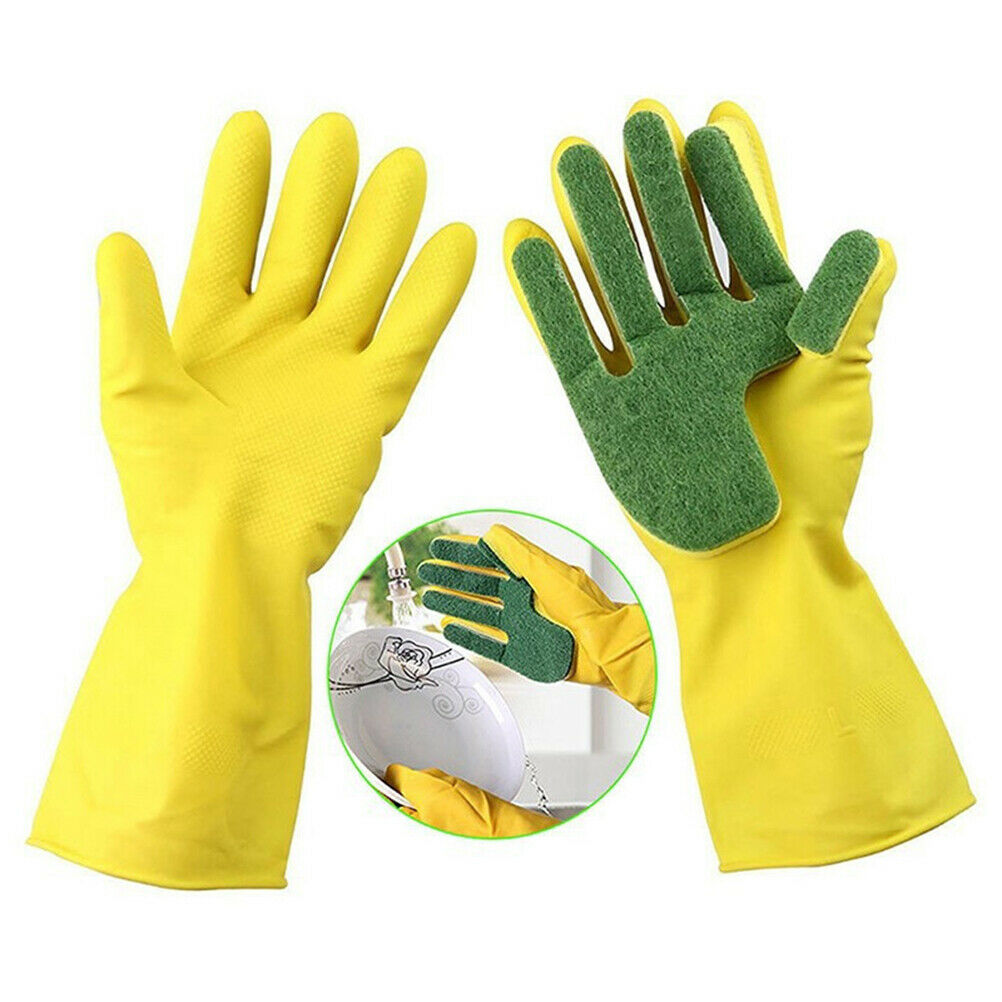 Scrub Gloves Dish Washing Cleaning Silicone Sponge Rubber Soft Scouring K.l8