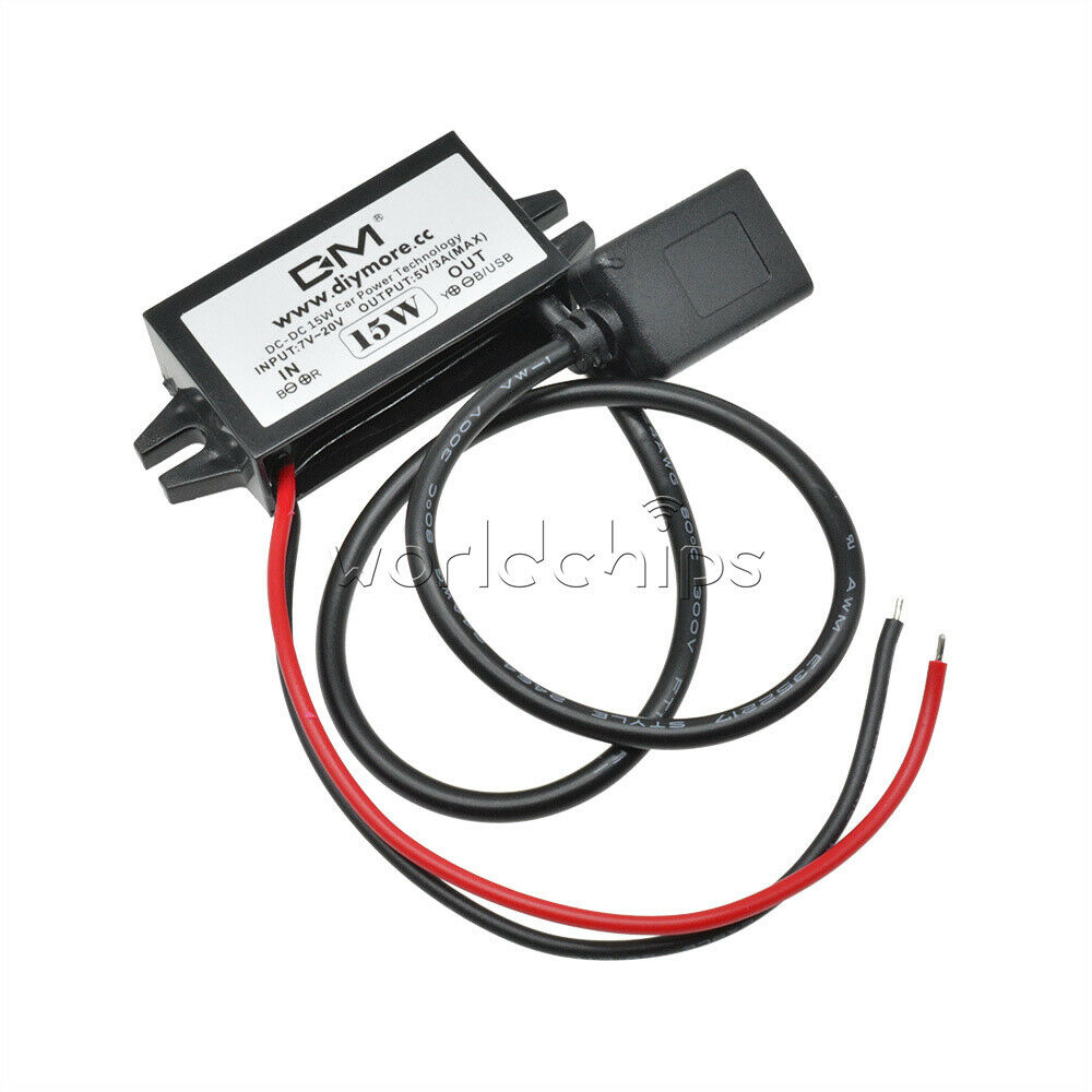 DC-DC 12V To 5V Converter Step Down Module USB Output Power Adapter 3A 15W New