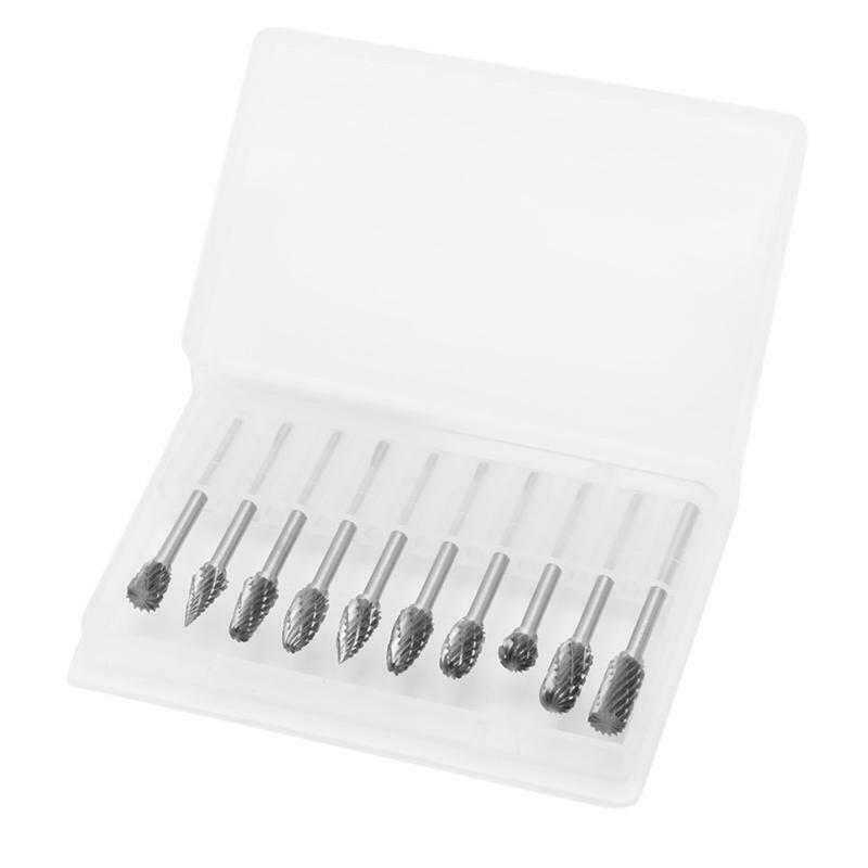 New 10Pc 1/8" 6mm Tungsten Carbide Cutter Rotary Burr Set CNC Engraving Bit Tool
