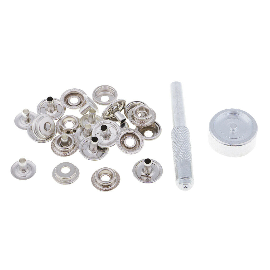 6 Sets of 15mm Snap Fastener Poppers Snap Fastener W / Fixing Tool Sewing
