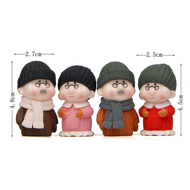 4pcs/lot  Mini Figures Grandma Grandpa Sweety Lovers Couple Ornament Figu.l8