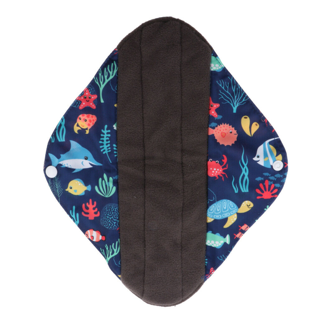 3 Pcs Set Charcoal Bamboo Mama Cloth/ Menstrual Pads/ Reusable Sanitary Pads for