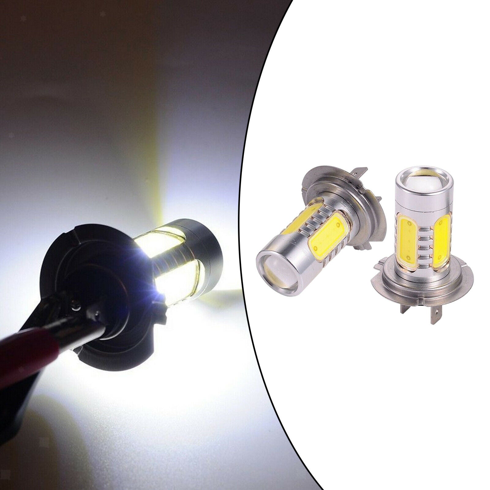 H7 7.5W LED Fog Light Bulb 2x 12V DC 6500K-7000K White Light for Truck