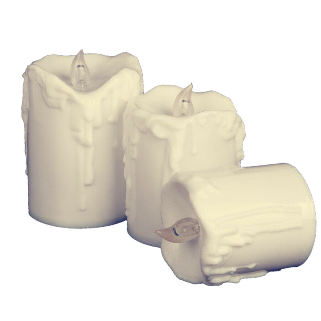 3x Flameless LED Candle Simulation Wax Candle for Birthday Party Wedding