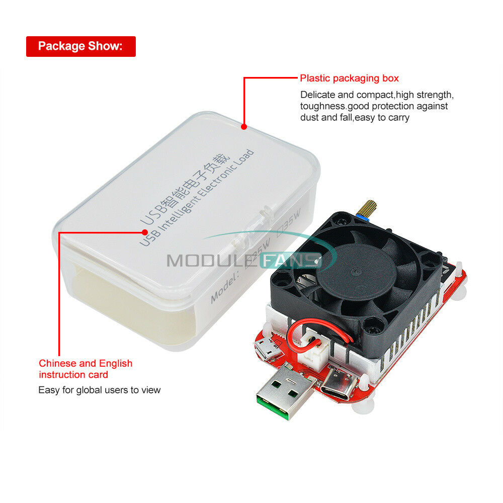 DM35 35W QC3.0 Type-C LED Display USB Intelligent Electronic Load Volt Tester
