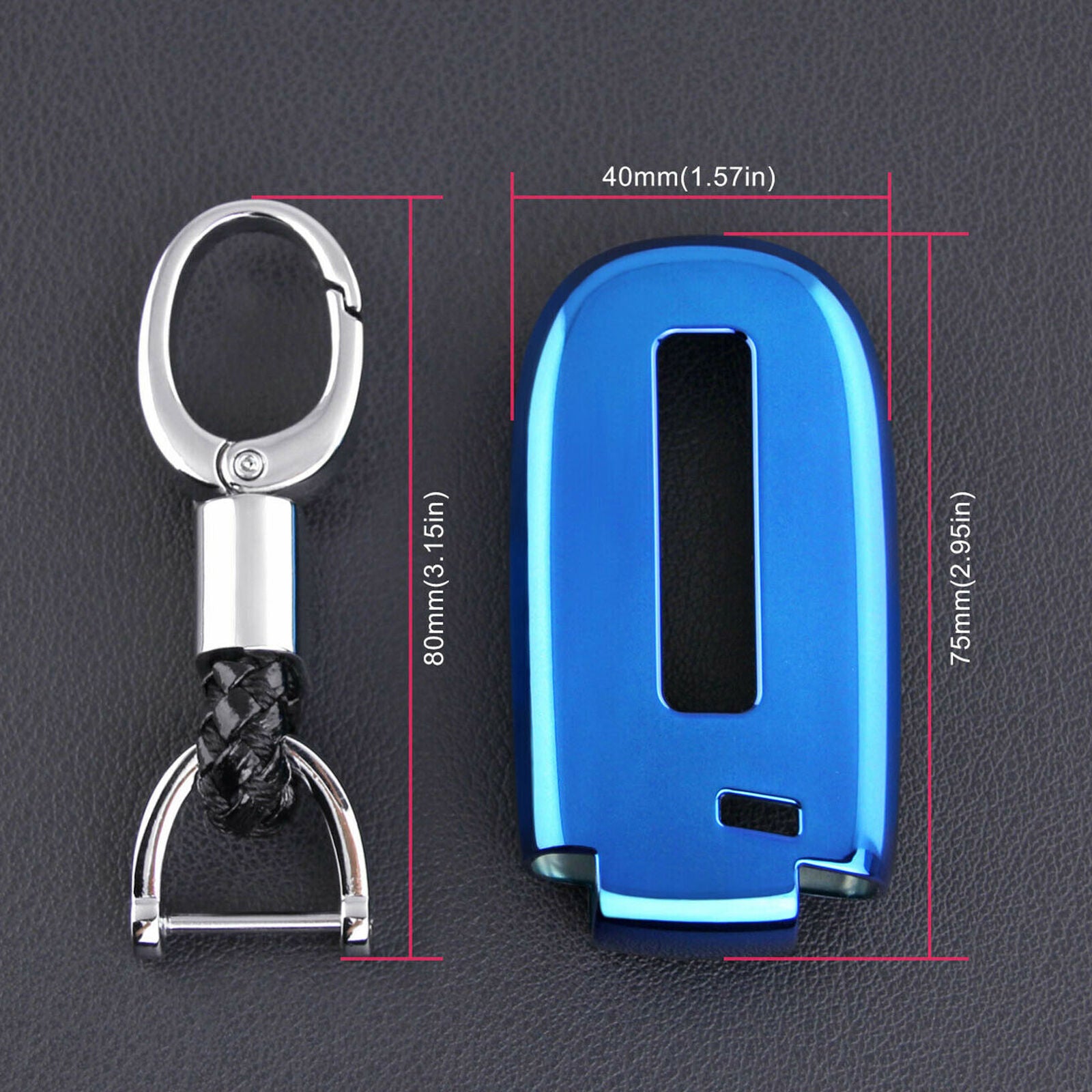 For Jeep Dodge Chrysler Car Key Fob Case Cover Chain Ring Accessories
