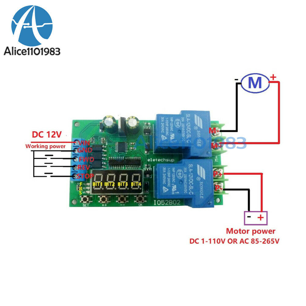 30A 12V Multifunction DC/AC Motor Forward & Reverse Start Stop Delay Module