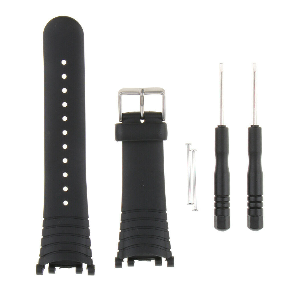 Prettyia Black Silicone Watchband for SUUNTO VECTOR Stainless Steel Buckle