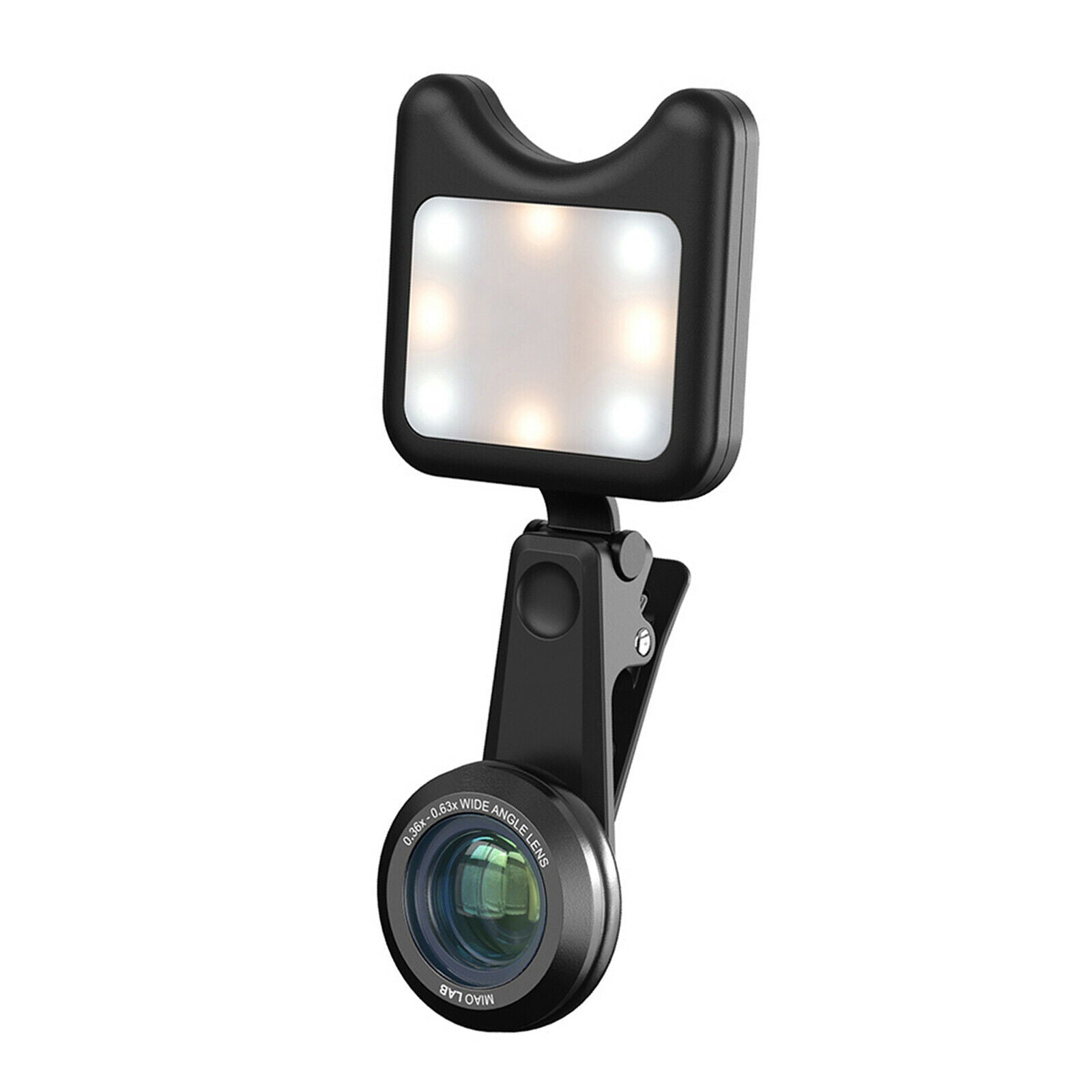 LED Rechargeable Fill Light witt Clip 5x Macro Lens for Phone Laptop Vlog