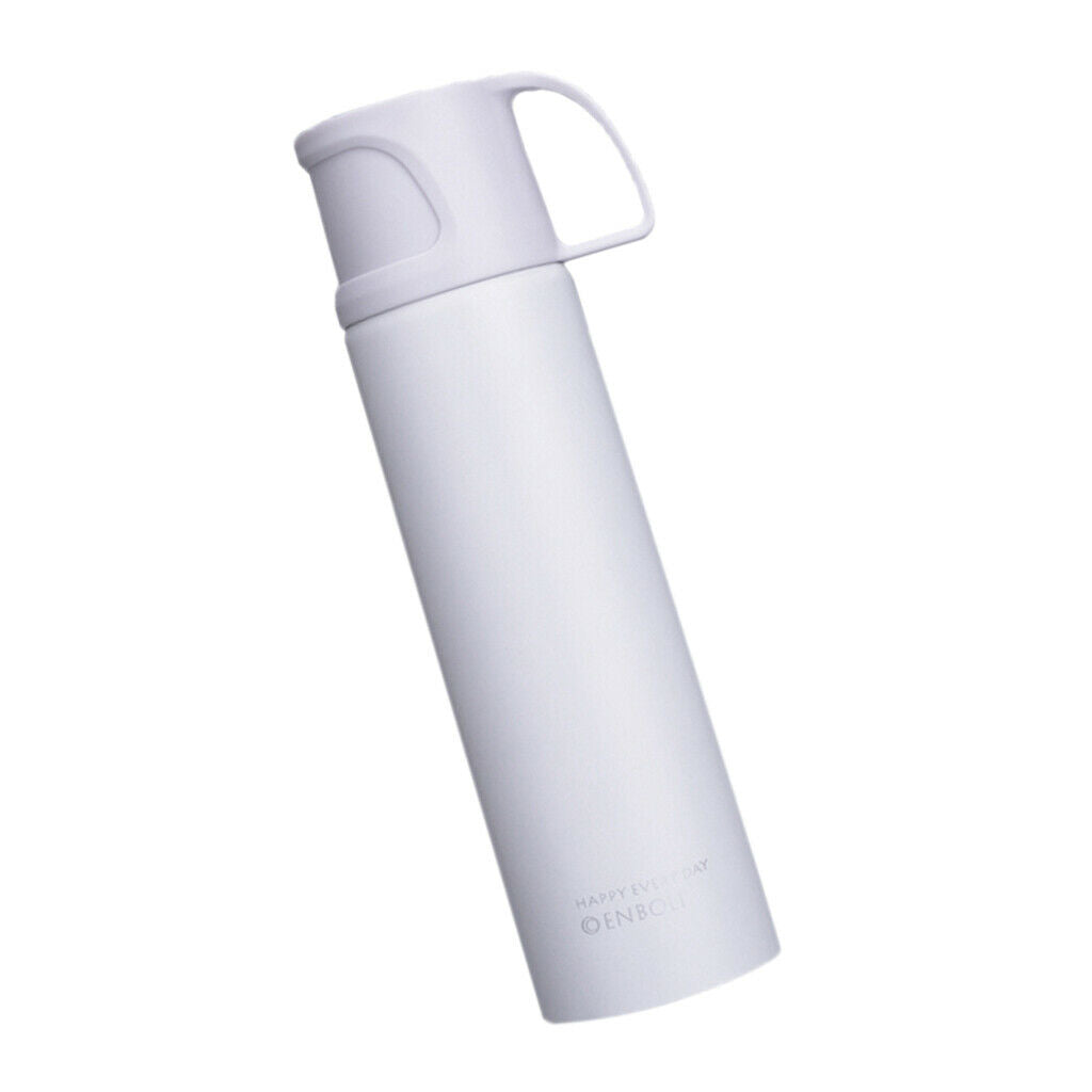 500ml Stainless Steel Vacuum Insulated Mug Coffee Tea Cup with Cup White