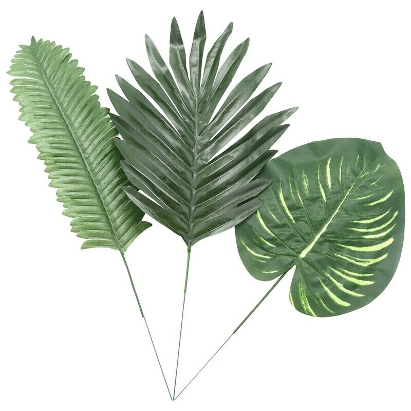 90 Artificial Palm Leaves with Stem for Tropical Party Decoration Aloha JungleT6