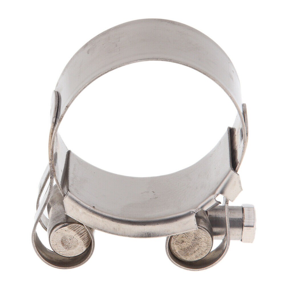 2pc Stainless Steel Motorcycle Exhaust Silencer Link Pipe Hose Clamp 44-47mm