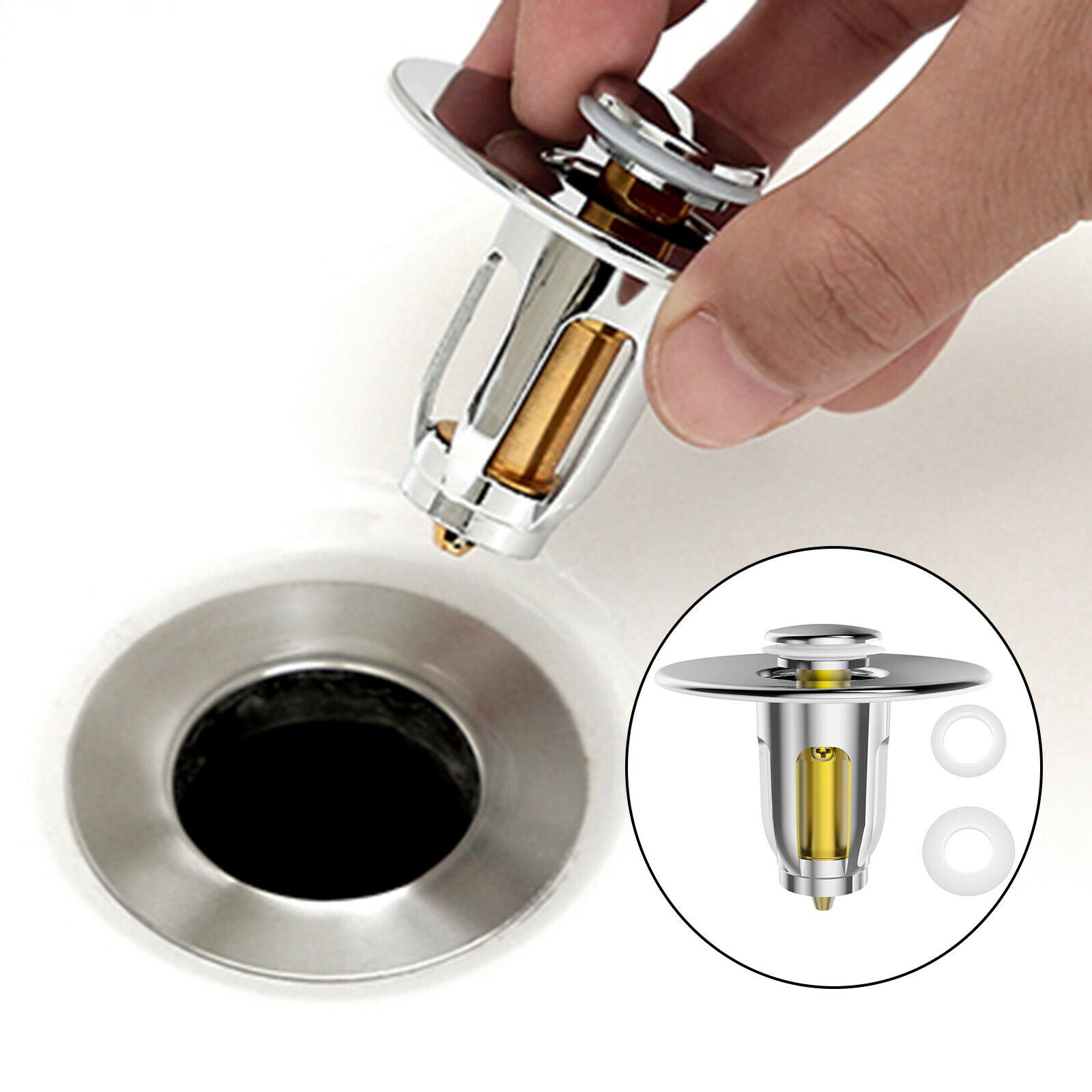 Bounce Drain Filter No Overflow with Filter Basket for Bathtub Wash Basin