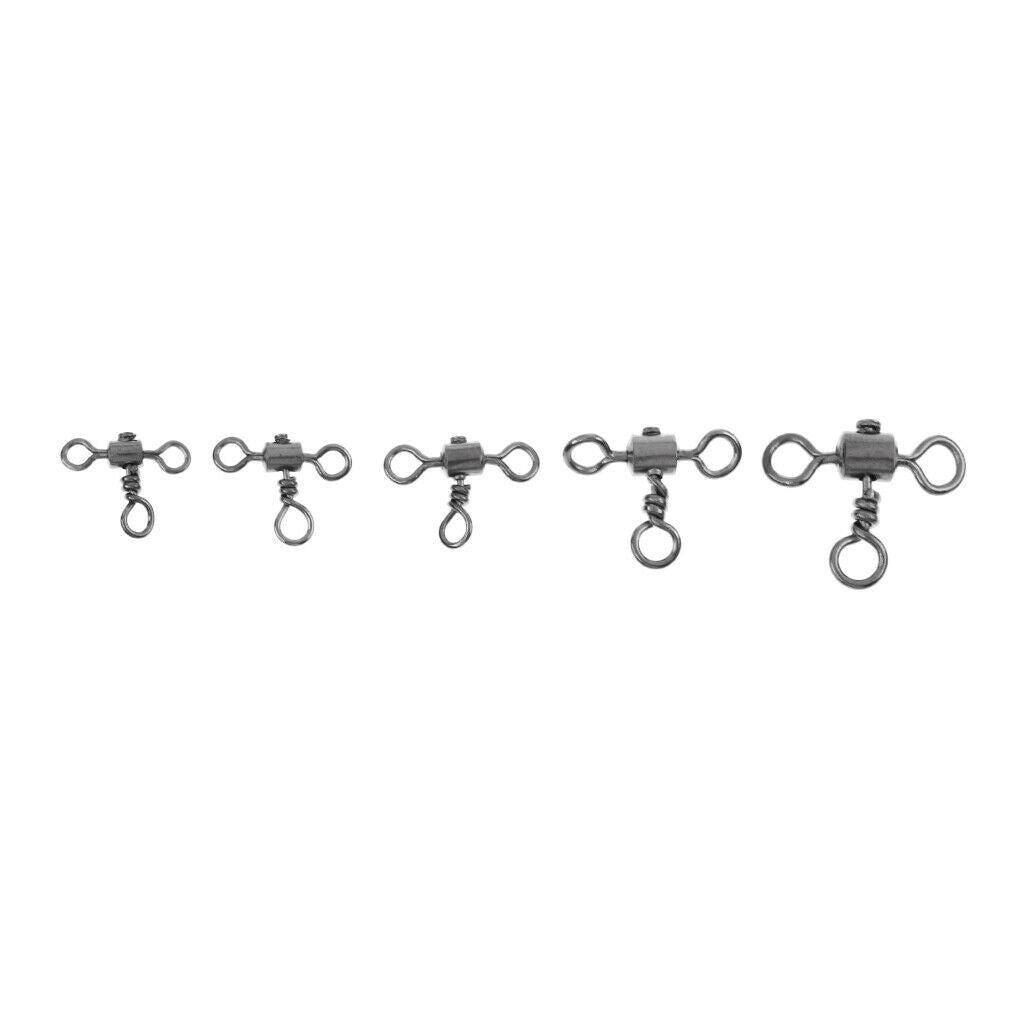 100pcs/box Heavy Duty 3 Way Fishing Rolling Swivels Rigs Link 2#/4#/6#/7#/8#