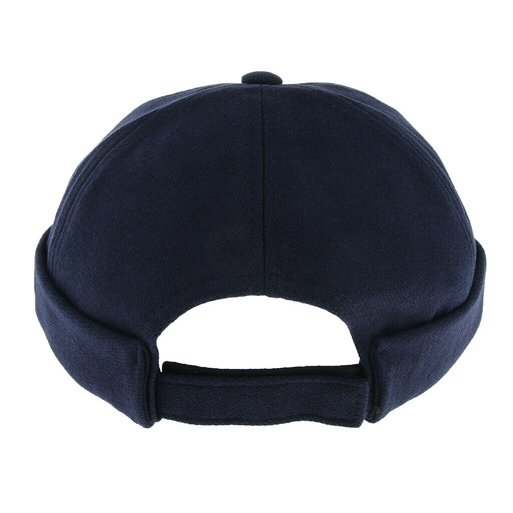 2 Pieces Mens Retro Docker Hat Wool Felt Beanie   Adjustable Navy Blue Red