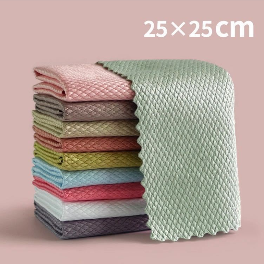 10* Fish Scale Cotton yarn Cleaning Cloths set Window Dish Washing Glass Kitchen