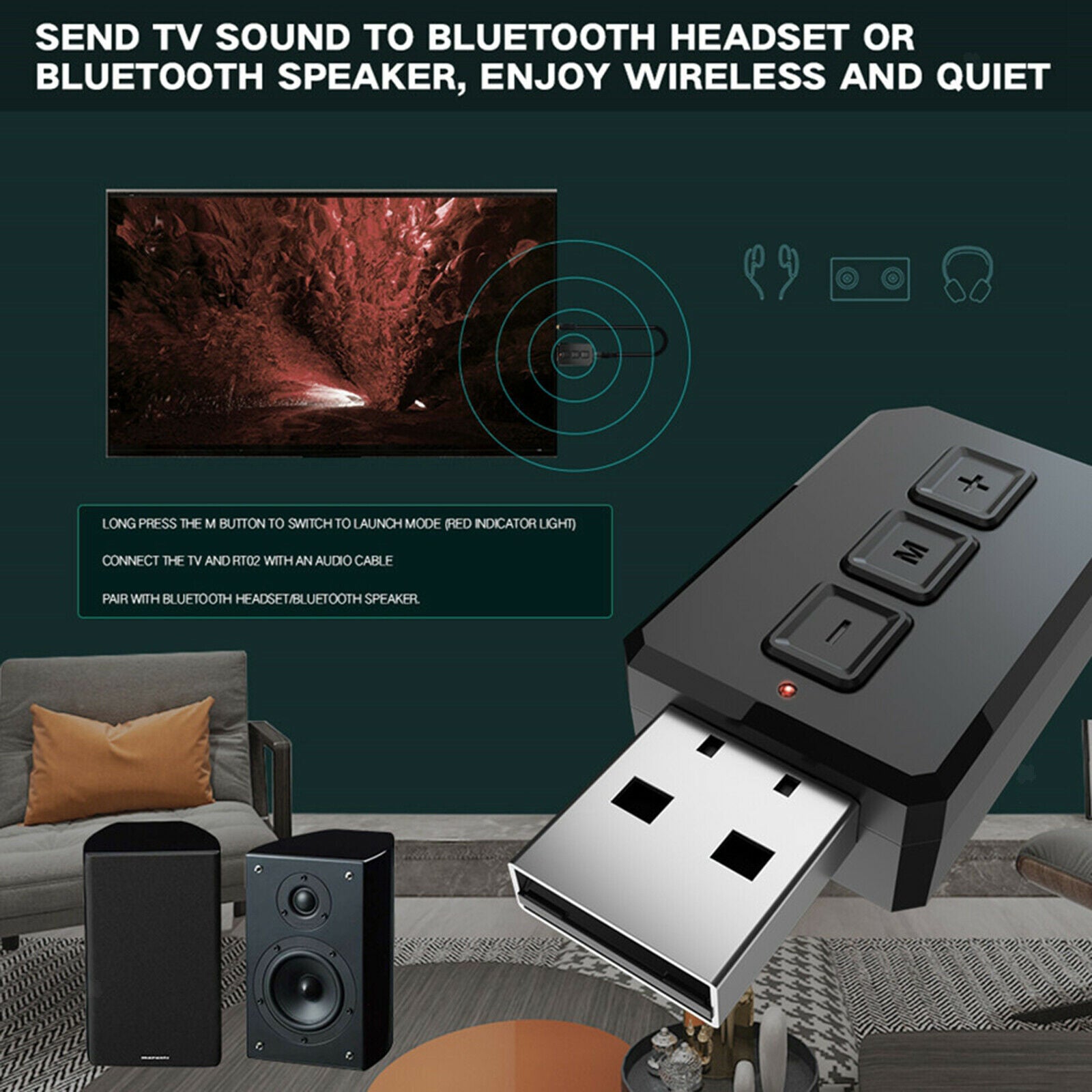 2-in-1  Receiver 3.5MM Transmitter Stereo Dongle for Car PC Phone