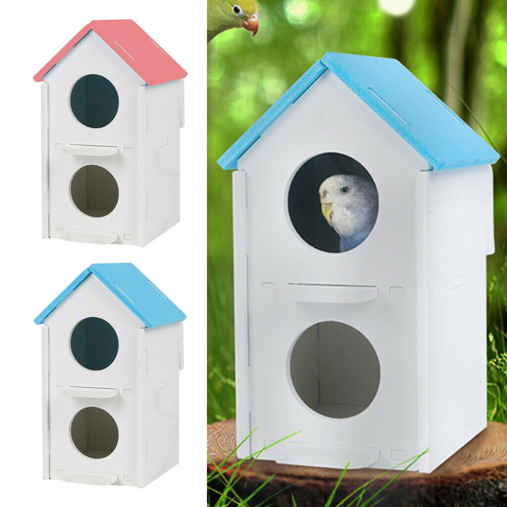 2pcs Bird Nest House Wooden 2-layer Hatching Box DIY Assembly Breeding Box