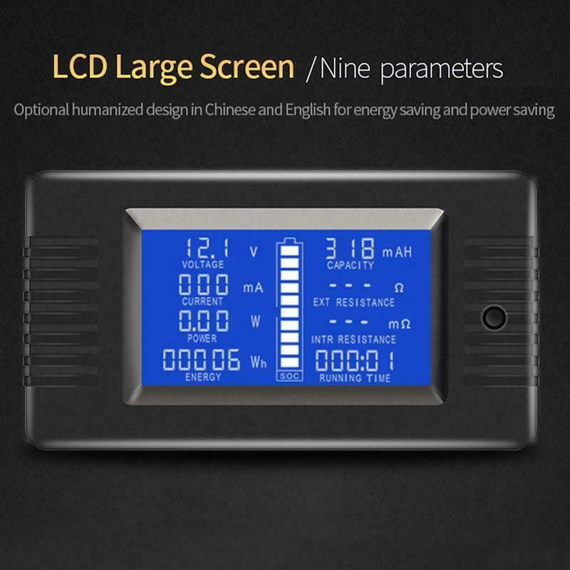 0-200V 300A Voltmeter Ammeter Digital Battery Tester Built-In Shunt Capacity RC9