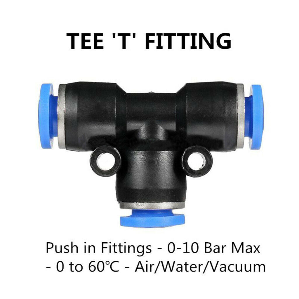 20 Pcs OD 6mm Push In Fitting Equal Y Union + Tee Union Quick Connector