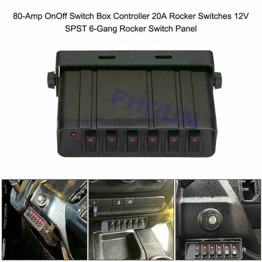 12V 6-Gang Rocker Switch Box For Off-road Lighting &Heavy-hitting Warning Lights