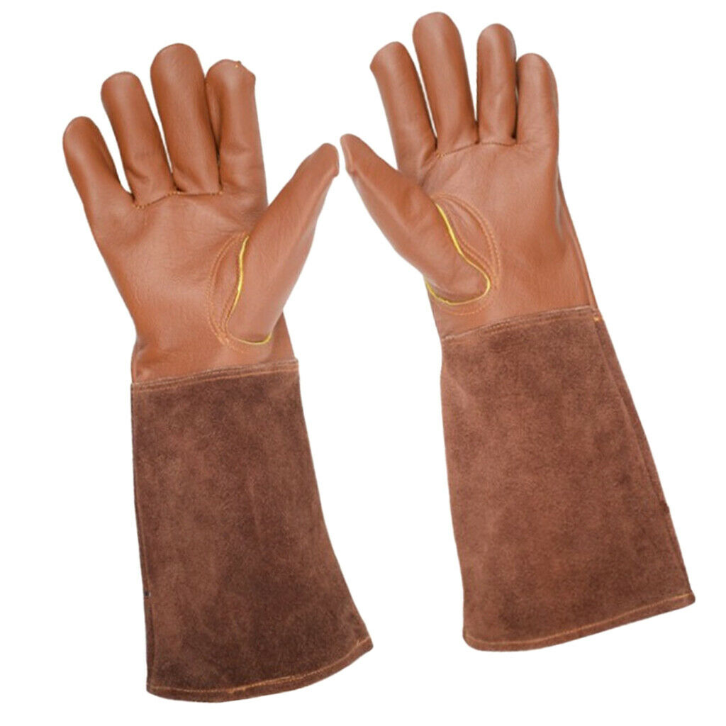 Pairs of 2 Rose Pruning Gloves Leather Gardening Gloves Work for Men S+M