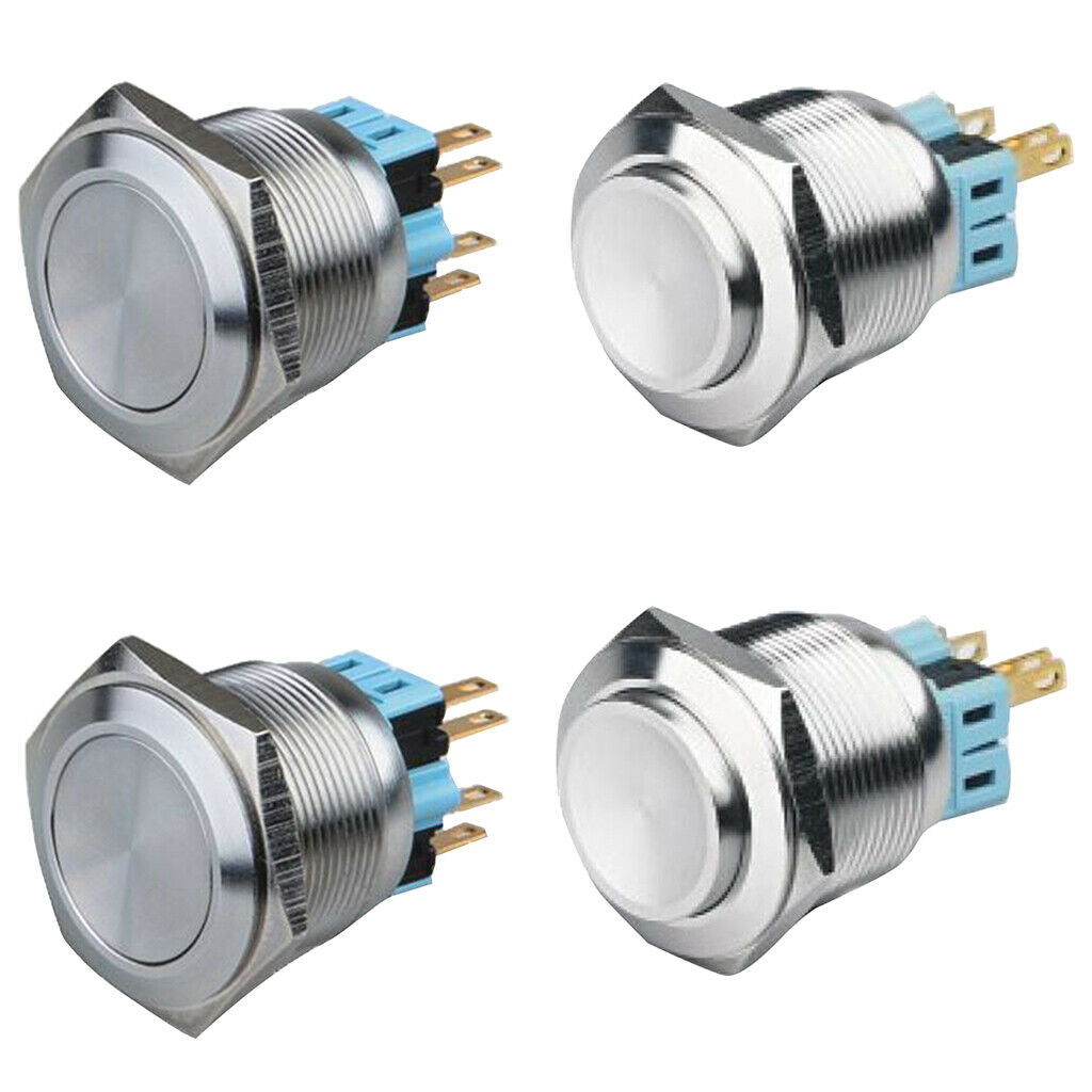 25mm Stainless Steel Push Button Switch 1NO1NC Flat Round Self-reset