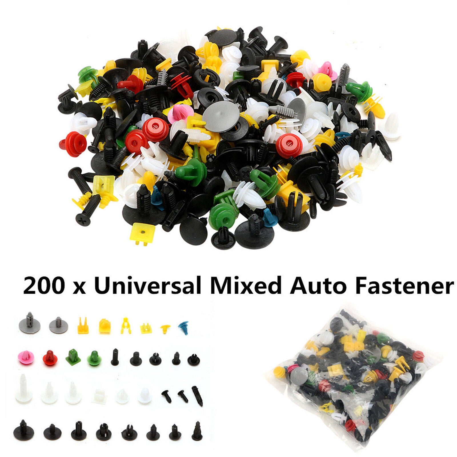 200pcs Various Car Plastic Rivet Auto Fasteners Push Pin Bumper Fender Panel Hot