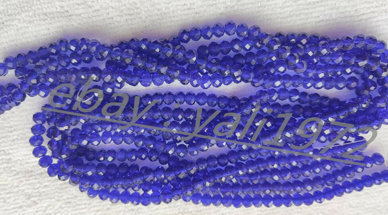 Wholesale 1200pcs 4x6mm Blue Faceted Crystal Rondelle Loose Beads