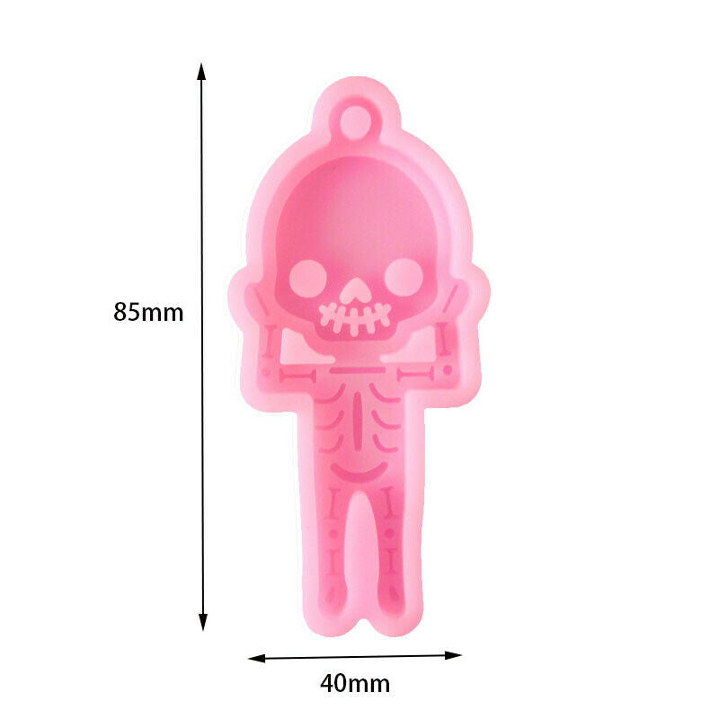 Shiny Skeleton Earrings Mold keychain Necklace Polymer Clay Silicone MoldBDAU