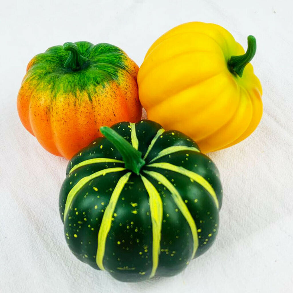 6x Artificial Pumpkins Foam Crafts Fall Seasonal Halloween Accent Wedding