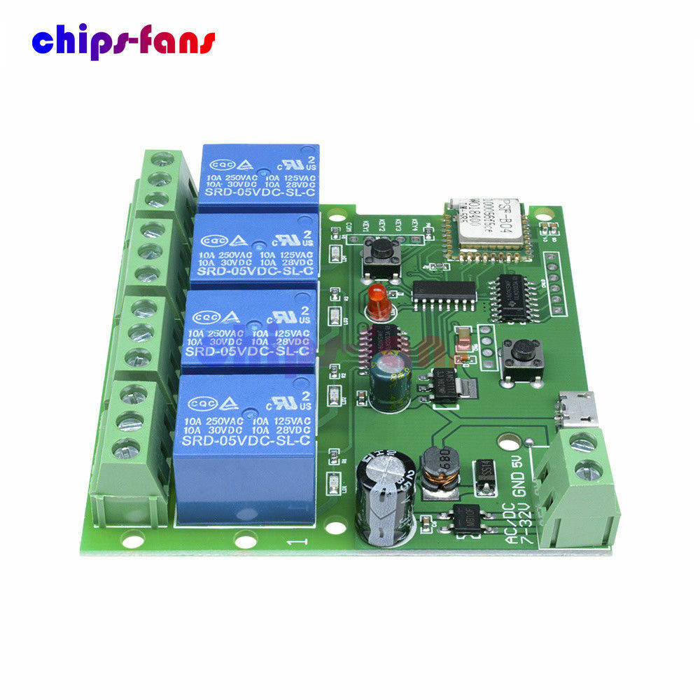 4 Channel DC 5V 7-32V WiFi Wireless Relay Delay Switch Control Module With APP L