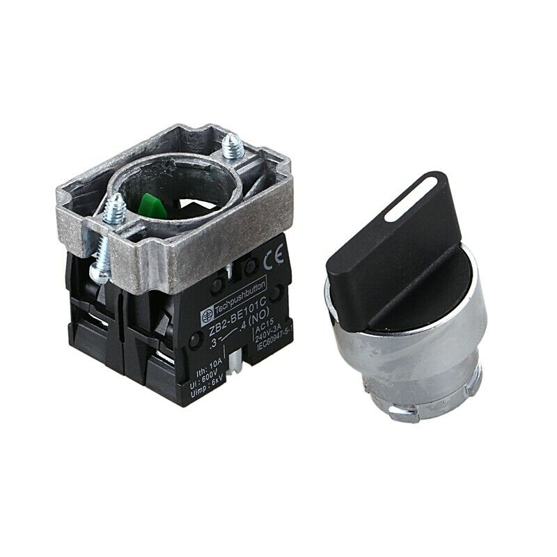 22mm Latching 2 NO 3-Position Rotary Selector Select Switch ZB2-BE101C Black CQ1