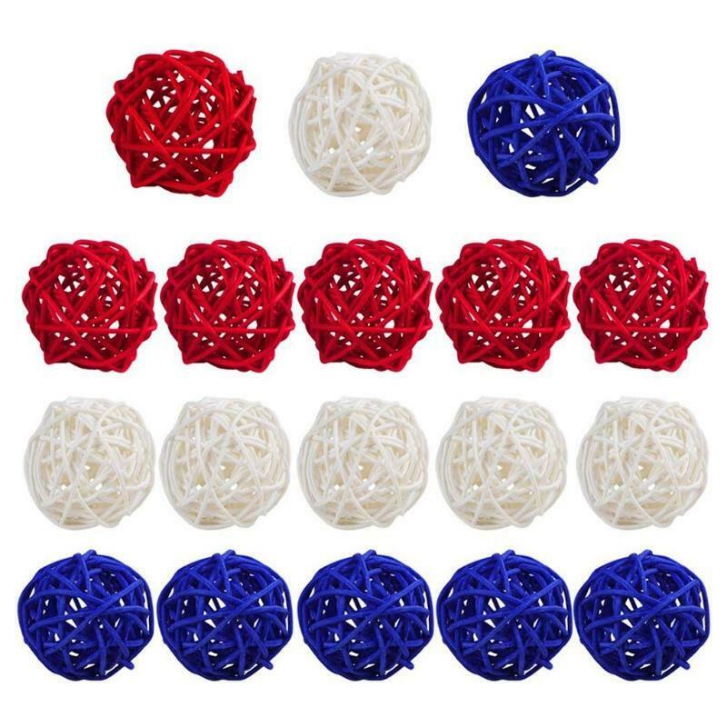 15pcs Red White and Blue Rattan Balls 4th of July Decorations for Home  DIY Vase