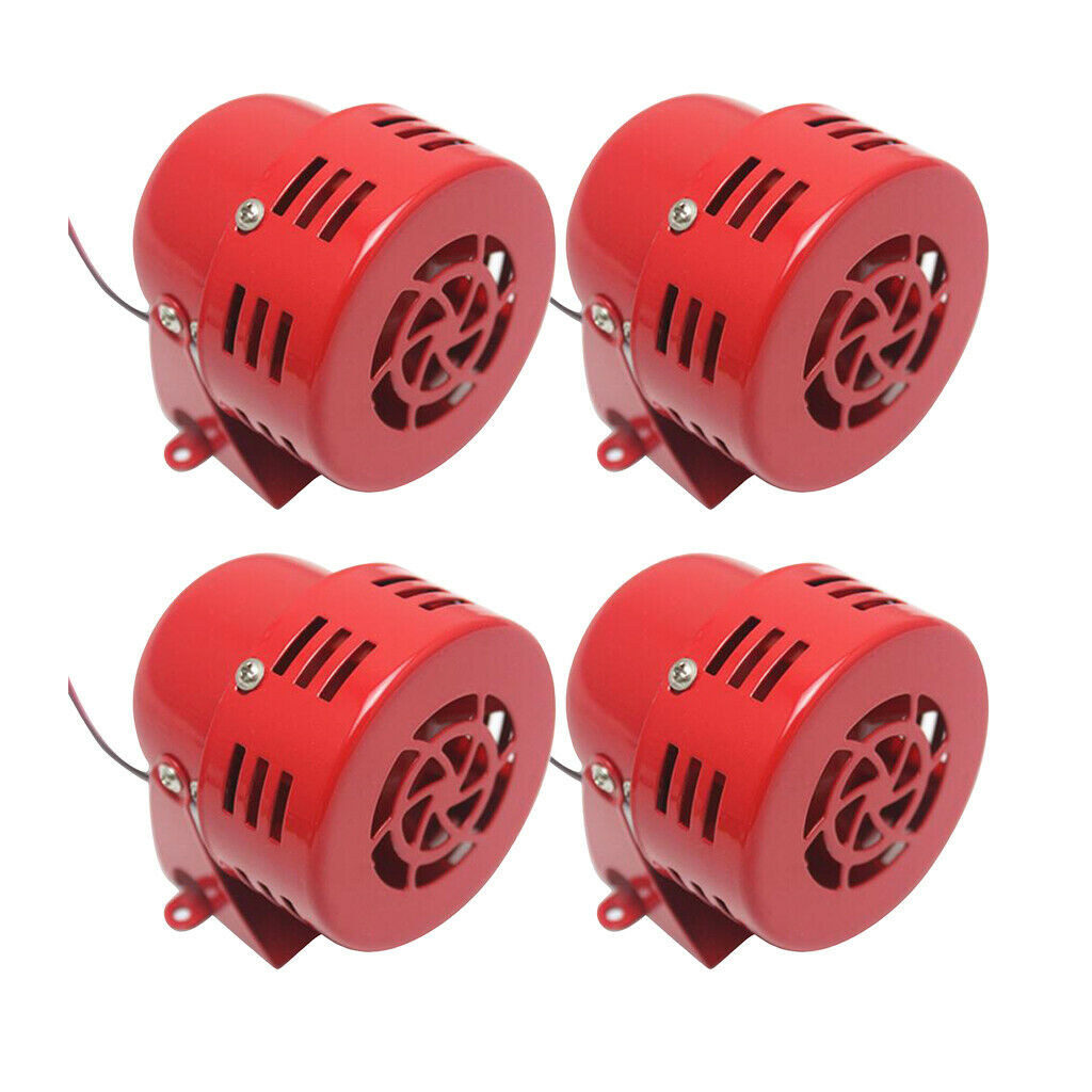 4Pcs 12V 3'' Metal Car Truck Electric Driven Air Raid Siren Horn Alarm Red