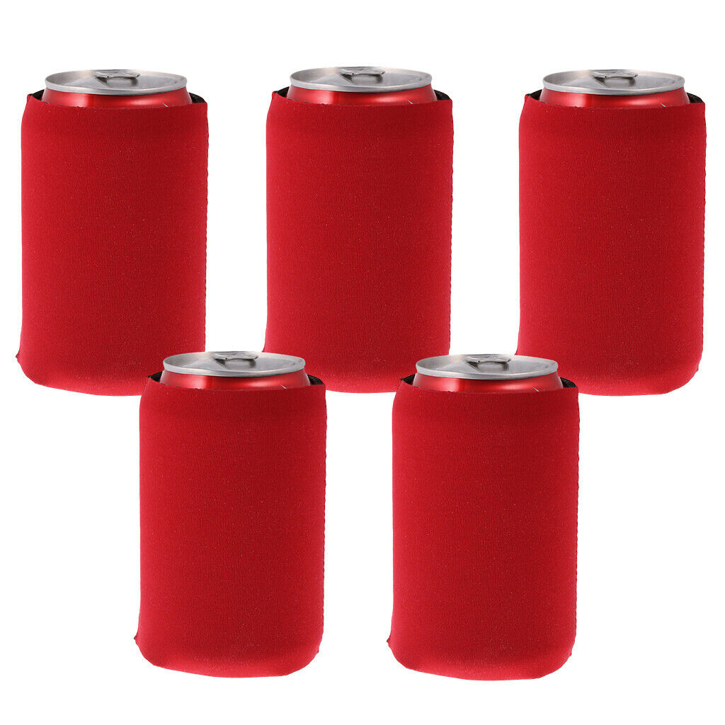 5x Neoprene Beer Cups Can Coolers Beer Bottle Coolers Bottle Covers Rose Red