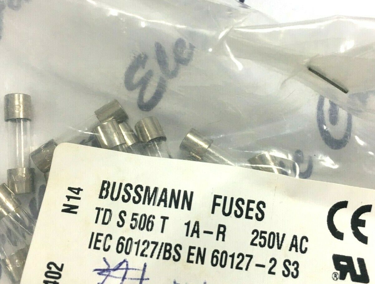 2pcs - BUSSMANN S506 T 1A 250V AC 20mm Time Delay Glass Fuse