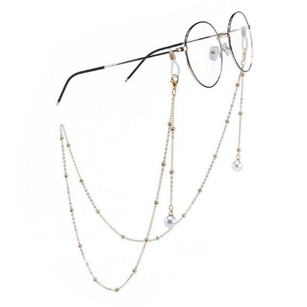 2x Womens Beaded Eyeglasses Chains Adjustable Copper Glasses Retainer Strap