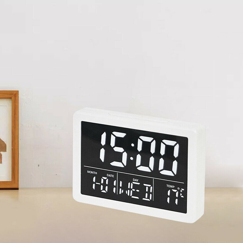 Multifuncational Desk Alarm Clocks 6 Volume for Bedroom Study Room White