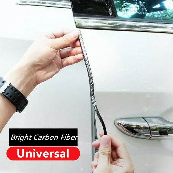 5M Carbon Fiber Car Door Moulding Rubber Scratch Protector Strip Edge Guard Trim